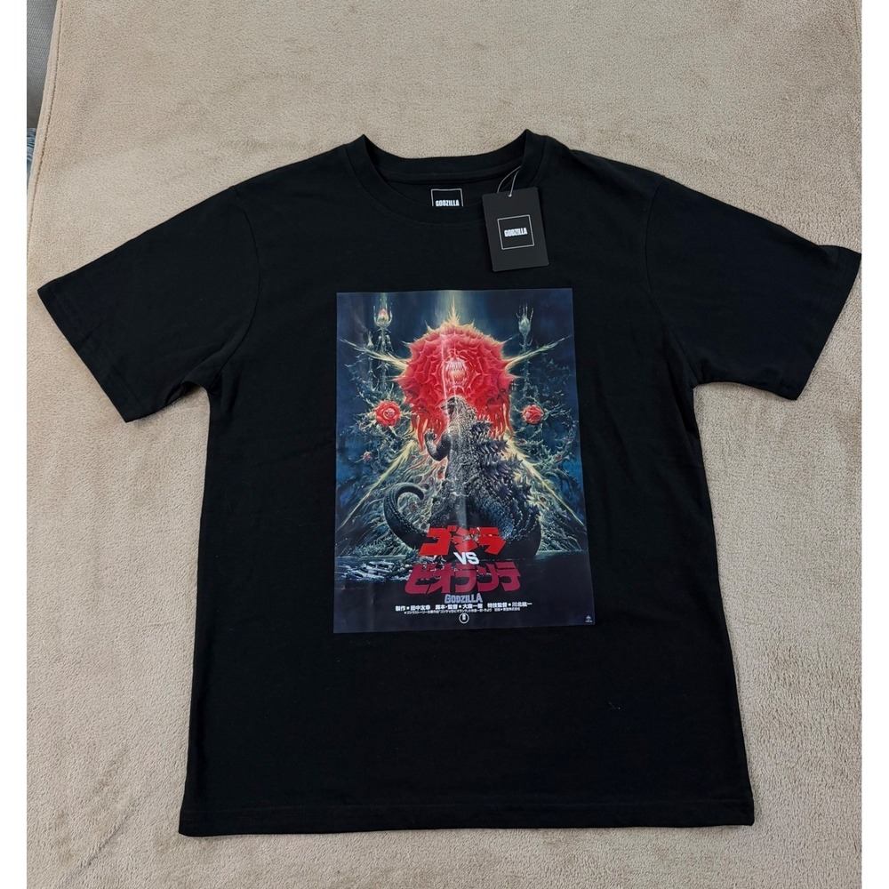 Godzilla vs Biollante‎ Graphic T-Shirt Mens M Black Cotton Toho Japan  NEW